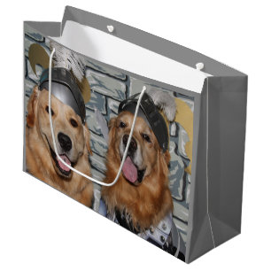 Sacola Para Presentes Grande Cavaleiros do golden retriever