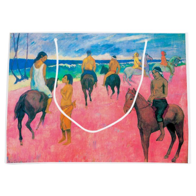 Sacola Para Presentes Grande Cavaleiros na praia, Gauguin (Frente)