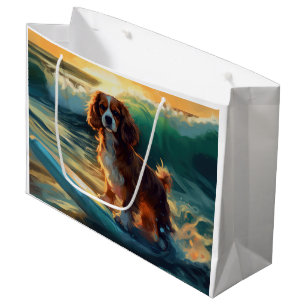 Sacola Para Presentes Grande Cavalier King Beach Surfing Painting