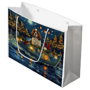 Sacola Para Presentes Grande Cavalier King Charles Christmas Voyage