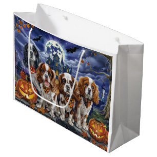 Sacola Para Presentes Grande Cavalier King Charles Spaniel Halloween Spooky