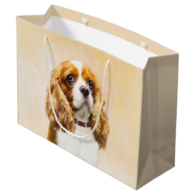 Sacola Para Presentes Grande Cavalier King Charles Spaniel Original (Verso inclinado)