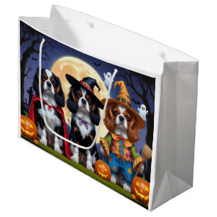 Sacola Para Presentes Grande Cavalier King Charles Spaniel Pumpkin Halloween