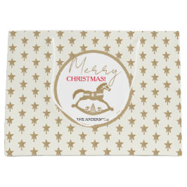 Sacola Para Presentes Grande Cavalo de Pedra de Natal de Madeira