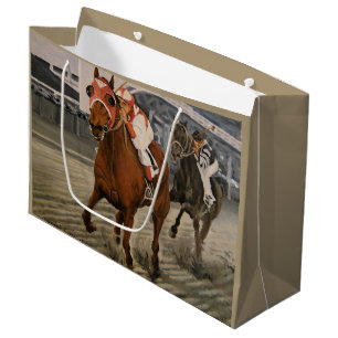 Sacola Para Presentes Grande Cavalo de raça pura ganha corrida