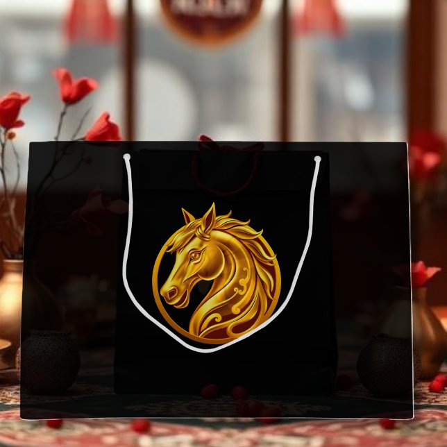 Sacola Para Presentes Grande Cavalo Dourado (Gold Horse Large Gift Bag)