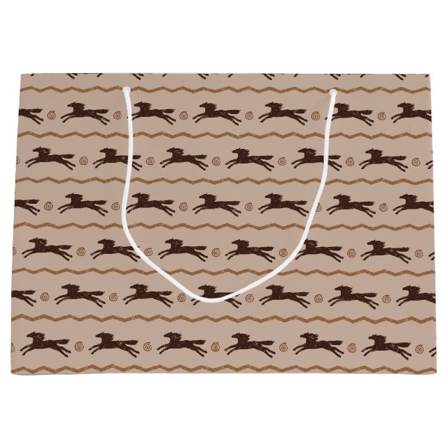 Sacola Para Presentes Grande Cavalo Galopante de Pôneo Selvagem em bronzeado pa (Frente)