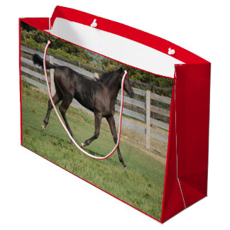 Sacola Para Presentes Grande Cavalo Justo correndo pelo Yard