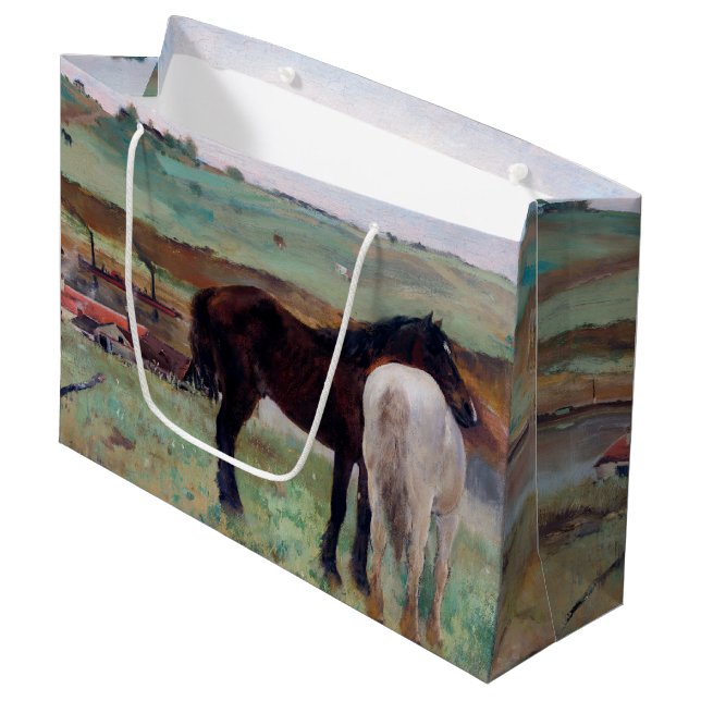 Sacola Para Presentes Grande Cavalo num Prado, Edgar Degas Grande Gift Bag (Frente inclinada)