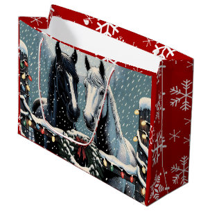 Sacola Para Presentes Grande Cavalos Festivos Feliz Natal
