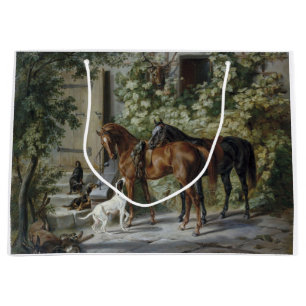 Sacola Para Presentes Grande Cavalos no Porch (por Albrecht Adam)