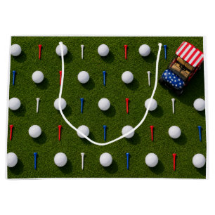 Sacola Para Presentes Grande Celebração de 4 de Julho para Golfista Grande Bol