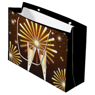 Sacola Para Presentes Grande Celebração de champanhe e fogos de artifício