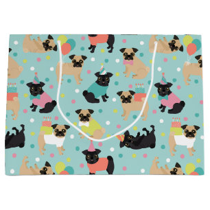 Sacola Para Presentes Grande Celebração de Festas de aniversário Pug