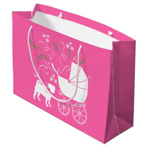 Sacola Para Presentes Grande Celebração do Tema do Cão Rosa