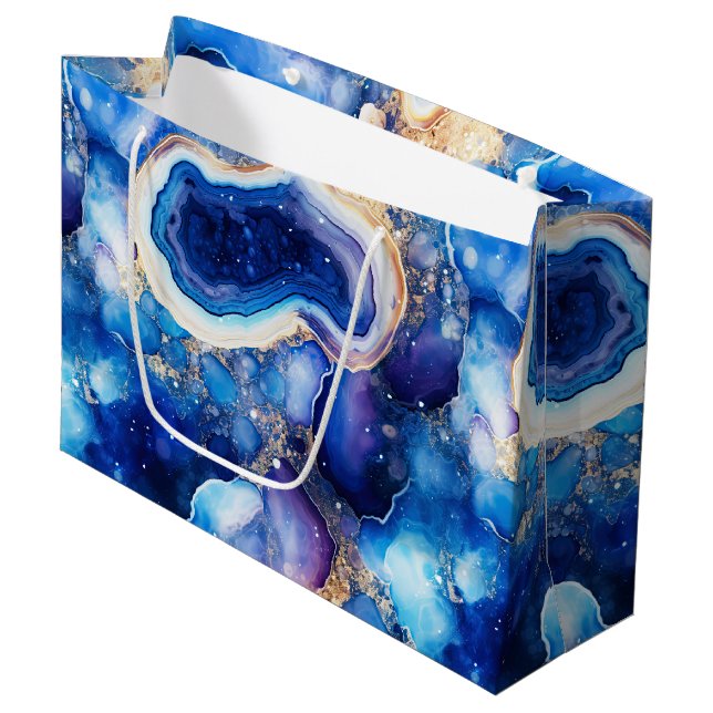 Sacola Para Presentes Grande Celestial Agate | Abstract Geode Stone Pattern (Frente inclinada)