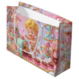 Sacola Para Presentes Grande Cena da Fábrica do Cupido Mágico 3D para Presente