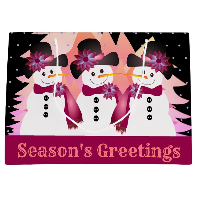 Sacola Para Presentes Grande Cena de inverno de Snowman (Frente)