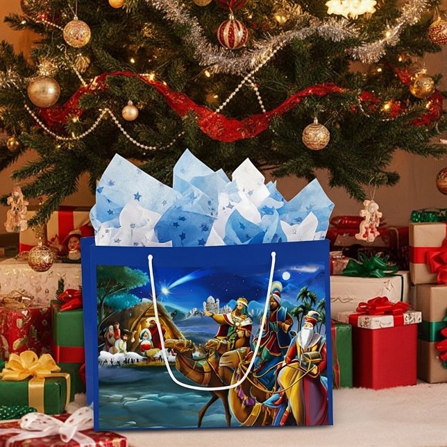 Sacola Para Presentes Grande Cena de natividade com sábios Homens Feriados de N (Criador carregado)