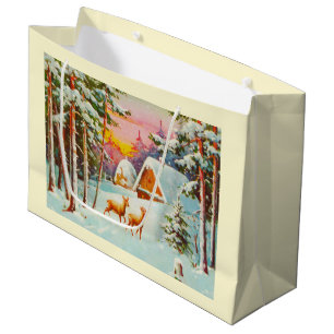 Sacola Para Presentes Grande Cena de neve