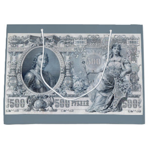 Sacola Para Presentes Grande cerca de 1912 Tsarist Rússia 500 ruble bill impre