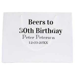 Sacola Para Presentes Grande Cervejas para 30º aniversário nome data homem eleg