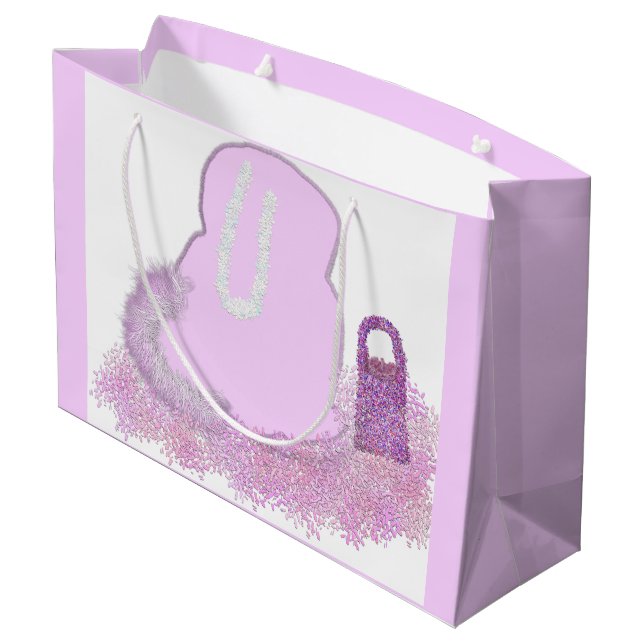 Sacola Para Presentes Grande Cesto de coelhinho de Páscoa com flores (Verso inclinado)