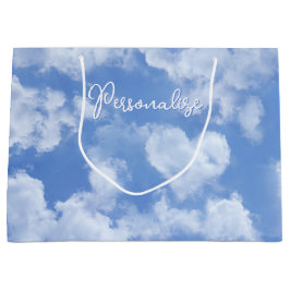 Sacola Para Presentes Grande Céu Azul Com Nuvem Em Forma De Coração Com Nome Ma