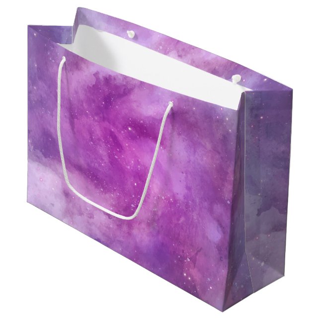 Sacola Para Presentes Grande Céu Estrelado Rosa (Frente inclinada)