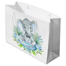 Sacola Para Presentes Grande Chá de Bebê de Elefante Bonito Menino