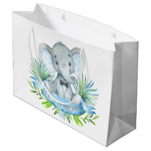 Sacola Para Presentes Grande Chá de Bebê de Elefante Bonito Menino