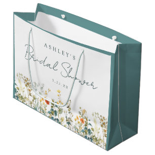 Sacola Para Presentes Grande Chá de Bebê de Flor Silvestre Elegante
