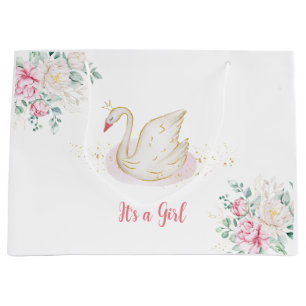 Sacola Para Presentes Grande Chá de Bebê Princesa Cisne