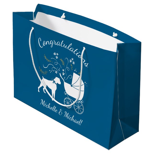 Sacola Para Presentes Grande Chá de fraldas Boxer Dog (Verso inclinado)