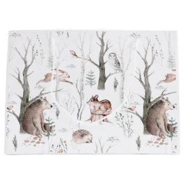 Sacola Para Presentes Grande Chá de fraldas de Amigos da Floresta de Aquarela