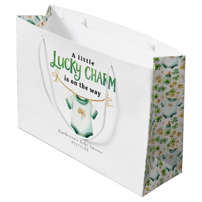 Sacola Para Presentes Grande Chá de fraldas de Charm Lucky Bag Gift (Verso inclinado)