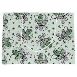 Sacola Para Presentes Grande Chá de fraldas de Dia de São Patrício de bebê irla