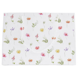 Sacola Para Presentes Grande Chá de fraldas de flor selvagem