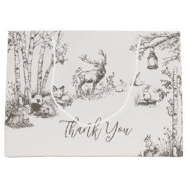 Sacola Para Presentes Grande Chá de fraldas de inverno para animais de madeira