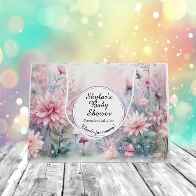 Sacola Para Presentes Grande Chá de fraldas de Jardim Láteo (Criador carregado)