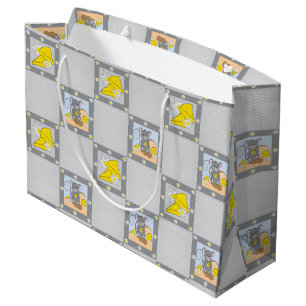 Sacola Para Presentes Grande Chá de fraldas de Queijo e Rato - Saco de Present