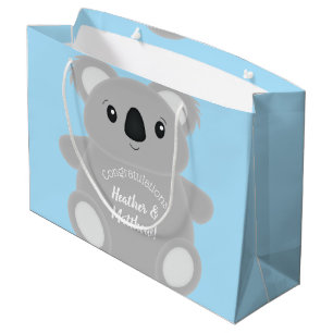 Sacola Para Presentes Grande Chá de fraldas do Urso de Koala Azul