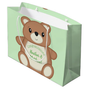 Sacola Para Presentes Grande Chá de fraldas do Urso de Teddy