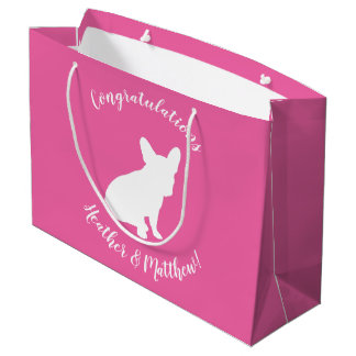 Sacola Para Presentes Grande Chá de fraldas francês Bulldog francês cor-de-rosa