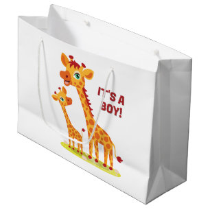 Sacola Para Presentes Grande Chá de fraldas Giraffe Gift Bag
