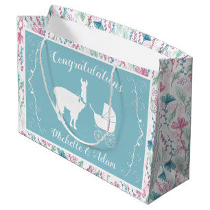 Sacola Para Presentes Grande Chá de fraldas Llama Vintage Cute