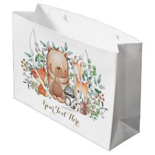 Sacola Para Presentes Grande Chá de fraldas lunático dos animais da floresta da