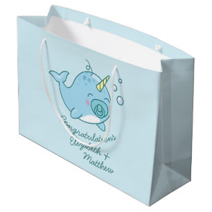 Sacola Para Presentes Grande Chá de fraldas Narral Cute Kawaii Blue Boy