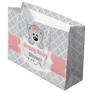 Sacola Para Presentes Grande Chá de fraldas personalizado do Urso de Teddy