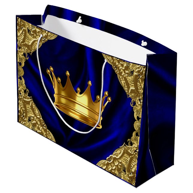 Sacola Para Presentes Grande Chá de fraldas Príncipe Personalizado (Verso inclinado)